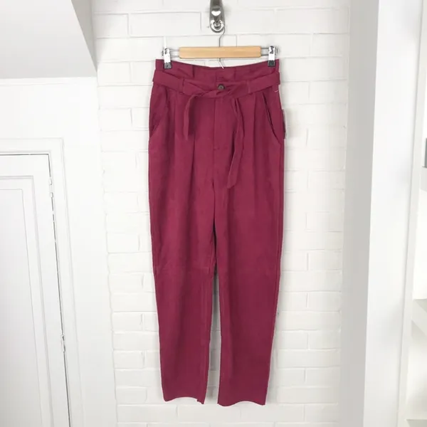 Free People NWT Nightfall Vegan Suede Paperbag Waist Cropped Pants Size 2 - Image 3