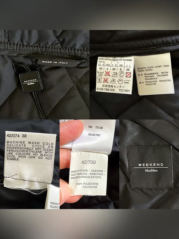 Weekend‎ MaxMara Long Quilted Hooded Puffer Coat Black 4 EUC - Image 6