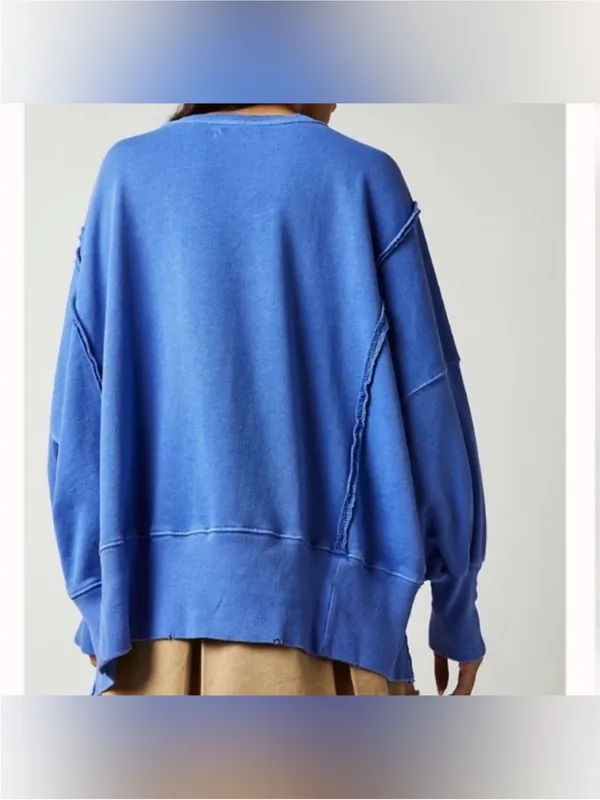 NWOT Free People We the Free Camden Sweatshirt - Blue Iris Periwinkle - Small - Image 5