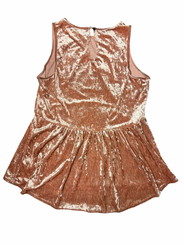 Knox Rose Blush Mauve Crushed Velvet Babydoll Peplum Top Boho Sleeveless M - Image 4