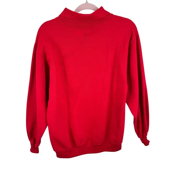 Giorgio Vintage 80s Cotton Blend Red Collared Embroidered Sweatshirt‎ Women's L - Image 2