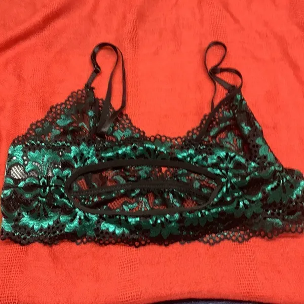 Avidlove Lace Bralette Black/green Mylar Sz M NWOT - Image 2
