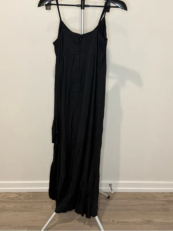 Volcom Black High-Low Maxi Dress Size Small Tiered Boho Adjustable Straps - Image 5