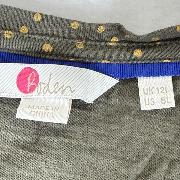 Boden Womens Olive Green Gold Polka Dot Cotton Ruffle Hem Dress US 8L J0341 - Image 2