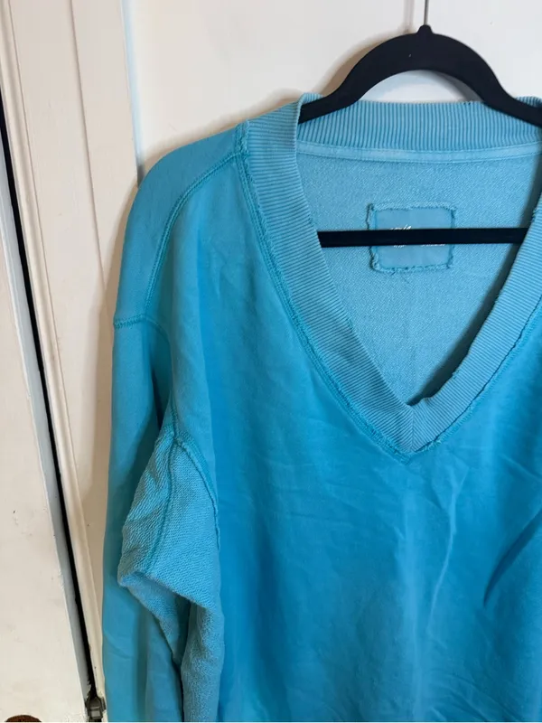Aerie Sky Blue Oversized V-Neck Sweatshirt - Image 7