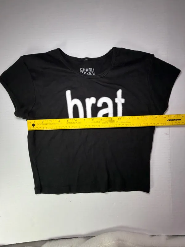 Charli XCX Black 'brat' Graphic Crop Top Size undefined - Image 3