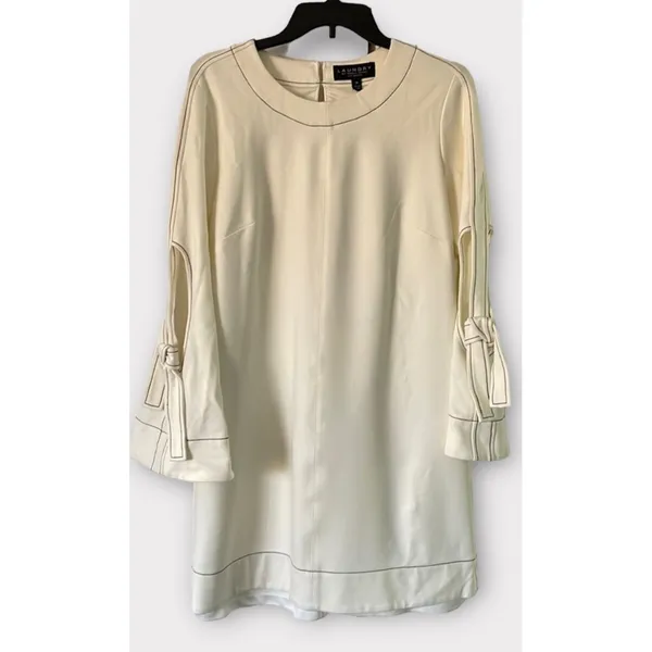 Laundry By Shelli Segal Womens Long Sleeve Shift‎ Marshmallow Ivory Size 6 - Image 4