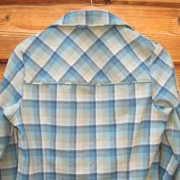Green Plaid Wool Shirt Top - Image 5
