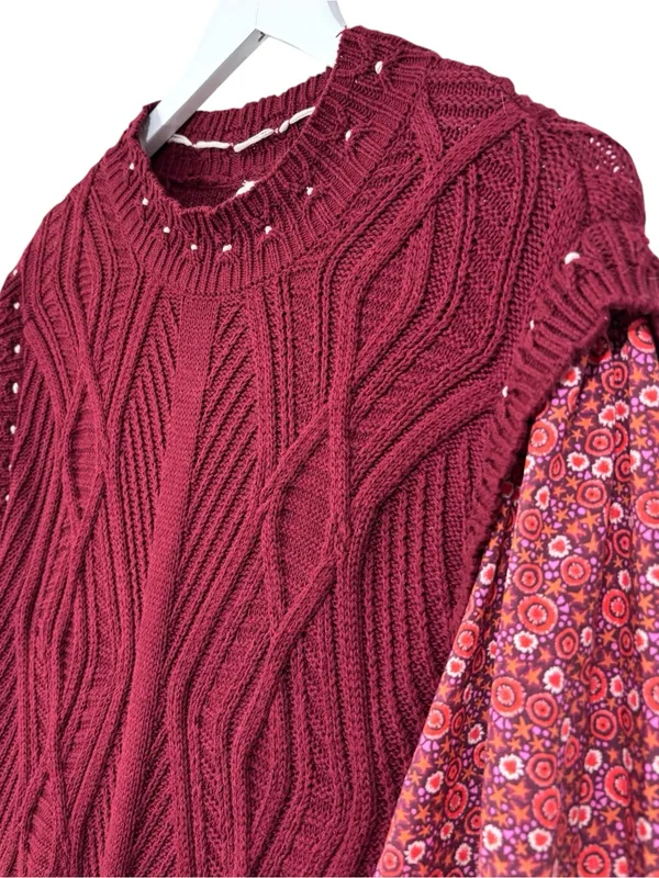 By Anthropologie Layered Burgundy Sweater Dress Size Large Womens - Image 5