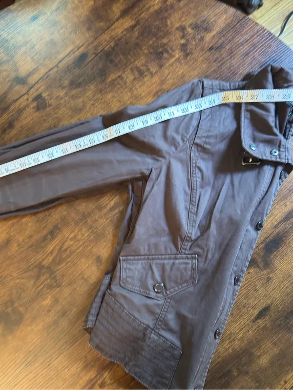 White House Black Market Brown Cotton Utility Jacket Y2K Style Size 6 - Image 9