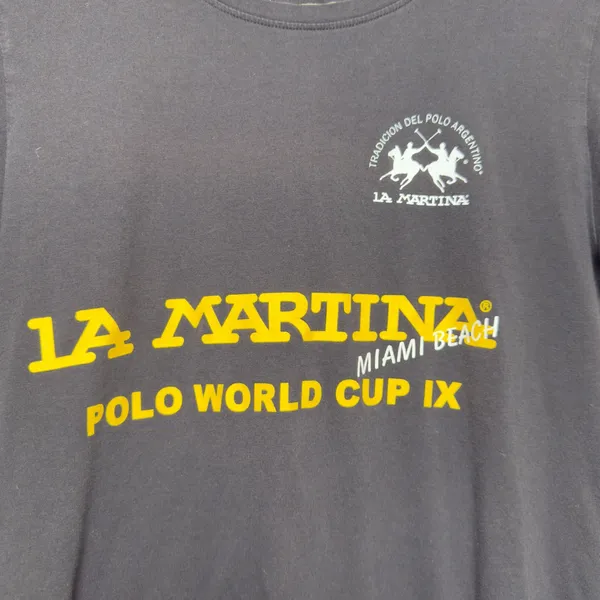 La‎ Martina Women T-Shirt Small Black Polo World Cup IX Miami Beach Graphic Tee - Image 2