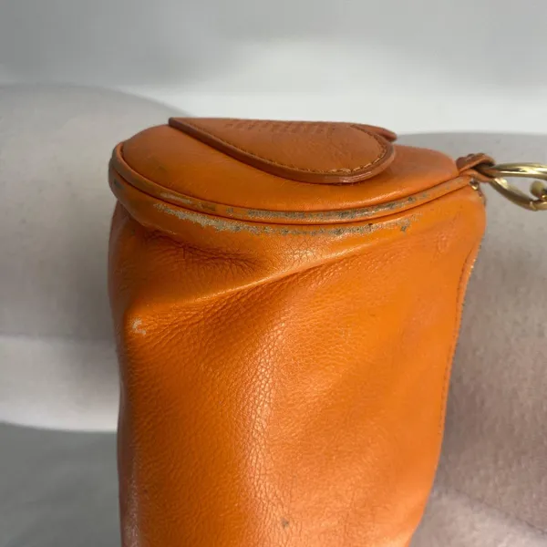 Vintage Y2k Juicy Couture Barrel Shoulder Bag Purse Leather Orange Logo Charm - Image 8