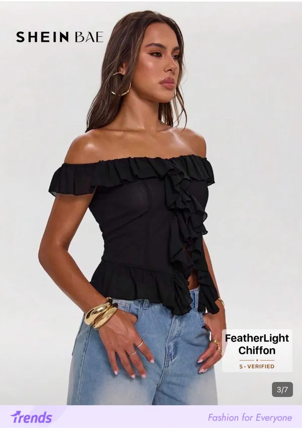 Shein Off-The-Shoulder Top Black - Image 4