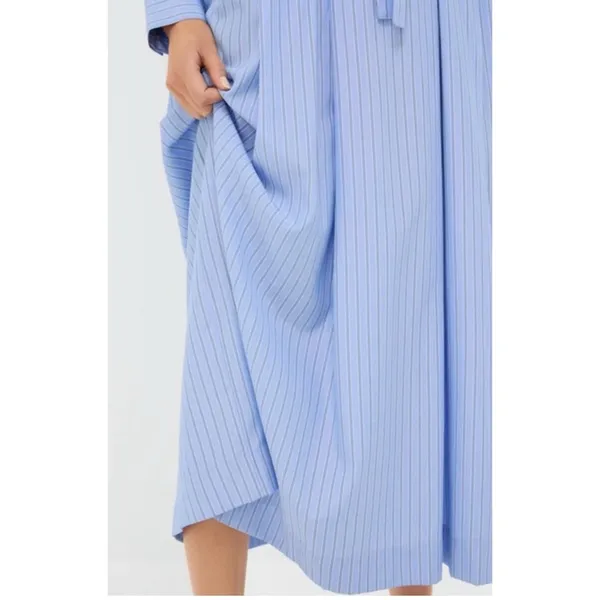 Tuckernuck Cornflower Blue Stripe Tie Front Collared long sleeve Dress NEW - Image 3
