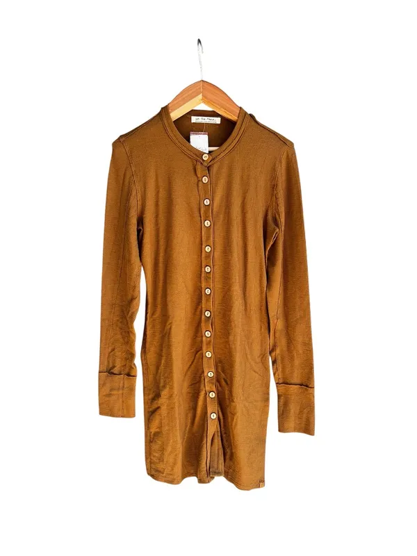 Free People We The Free Gia ribbed cardigan sweater dress in tobacco brown NWT - Image 3
