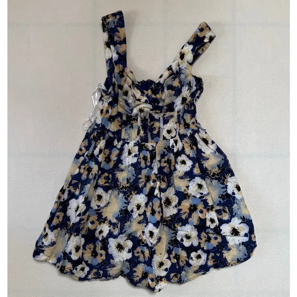 LULUS Sunny Attraction Navy Floral Bustier Mini Dress S - Image 2