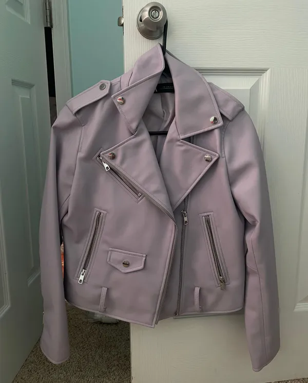 Zara lilac Leather Jacket - Image 3