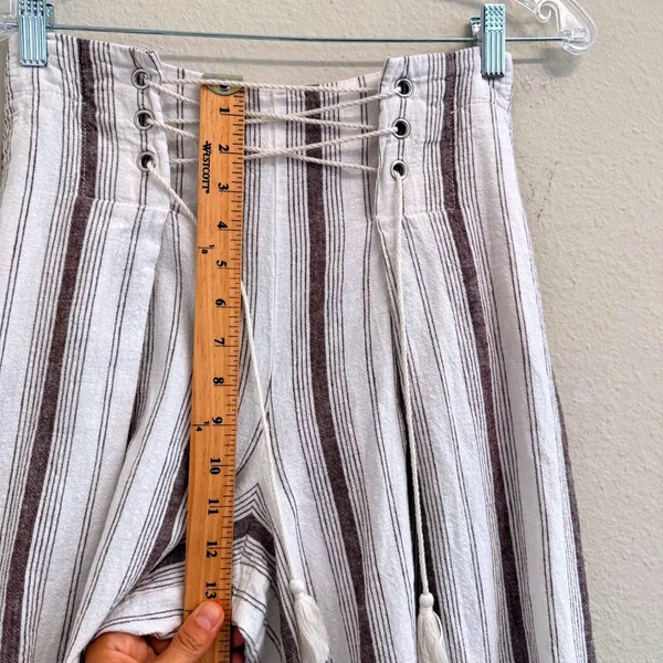 Anthropologie Chiara Corseted Wide Leg Pants Brown Motif Size 0 Linen Cotton - Image 13