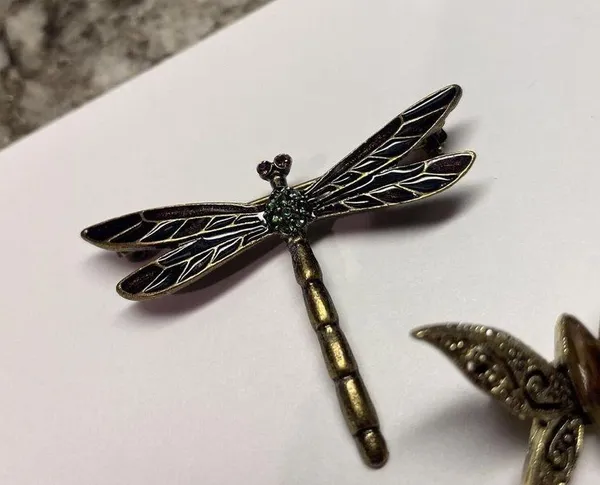 Lot Of 2 Vintage - Modern Insect Brooch Pins - Butterfly / Dragonfly Rhinestone - Image 7