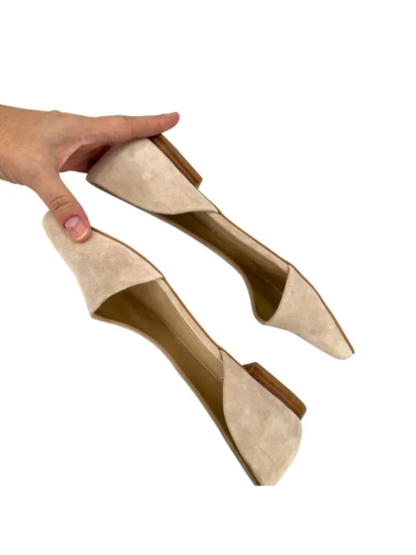 Steve Madden Audriana Beige Suede Pointed-Toe D'Orsay Flats Size 9 Quiet Luxury - Image 4