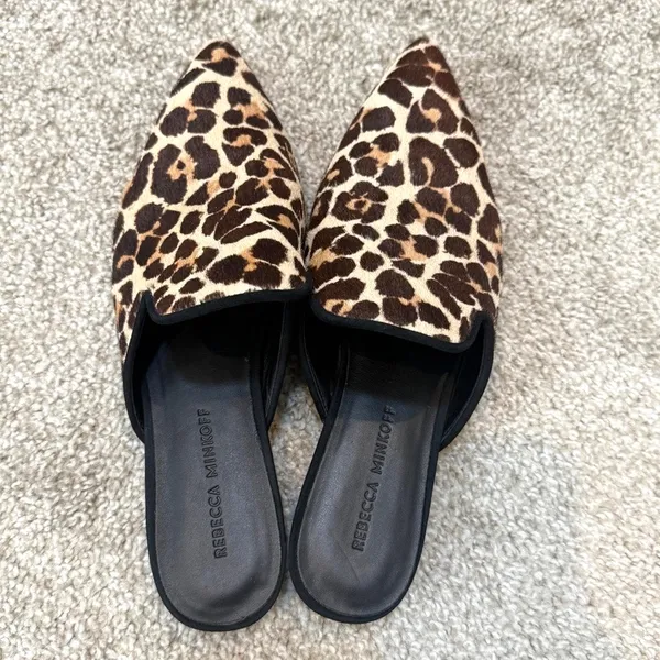 Rebecca Minkoff 8 Chamille Too leopard print pony cow hair mules 3468 - Image 5