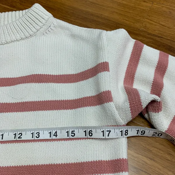 Ann Taylor Striped Sweater Womens‎ Size Small Mock Neck Pullover Knit Top Ivory - Image 4
