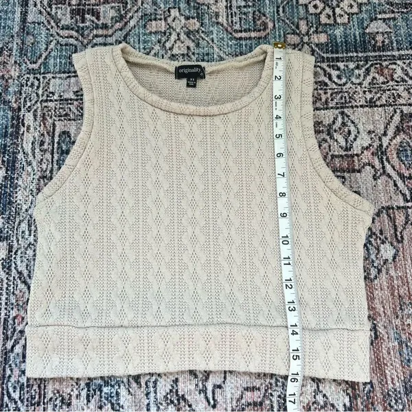 Originality Cable Knit Cropped Tank Top Sleeveless Shirt Size XS - Image 6