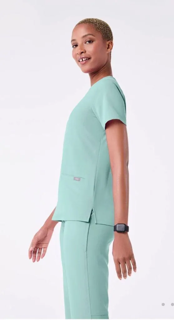 FIGS Casma Three Pocket Scrub Top in Aqua Blue Size XS - Image 3
