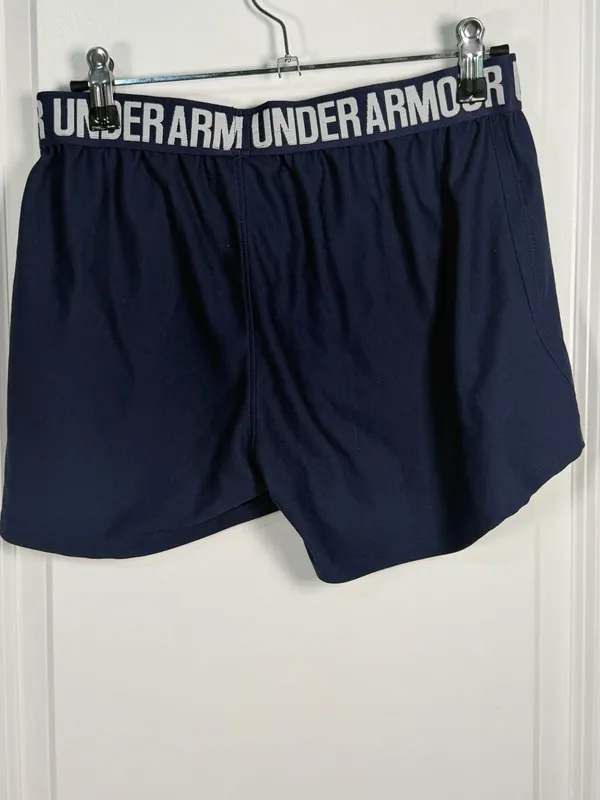 Under Armour Women's Play Up Athletic Shorts Navy Blue - Image 3