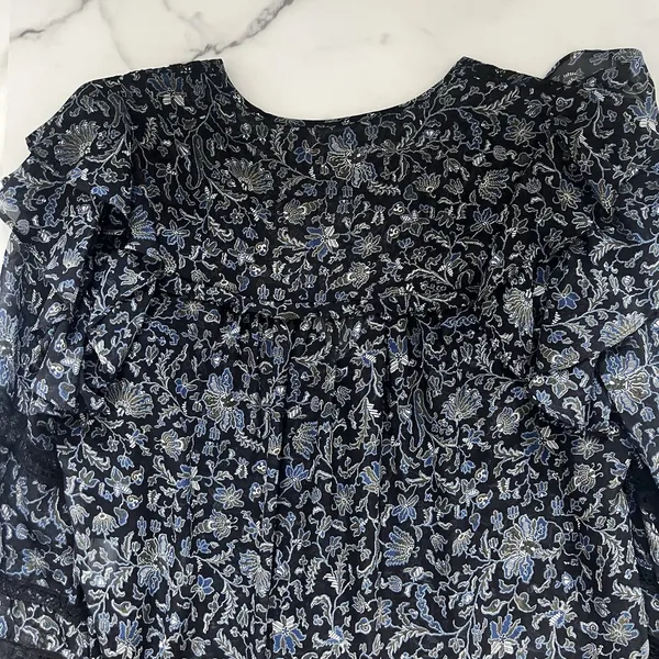 Veronica Beard Penny Silk blouse Floral Lace Sz 6 Romantic Feminine Chic Lux Top - Image 8