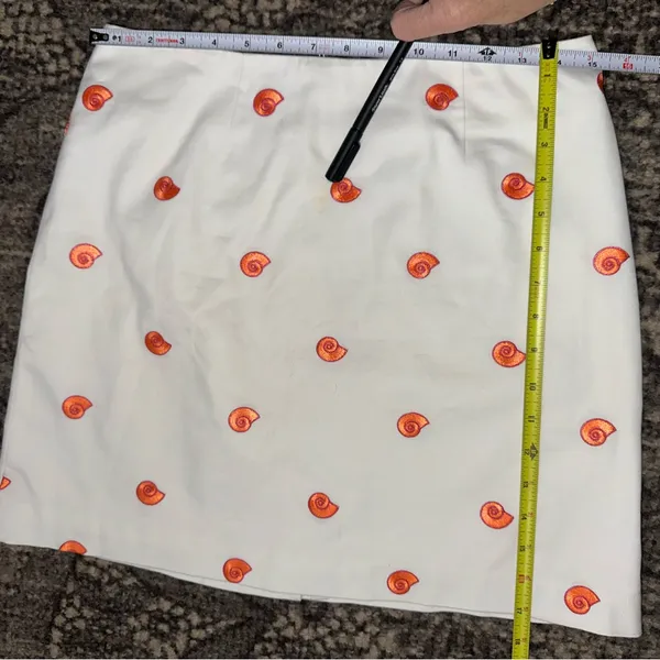 Lilly Pulitzer Vintage White Label Size 4 White Orange Shell Embroidered Skirt - Image 6