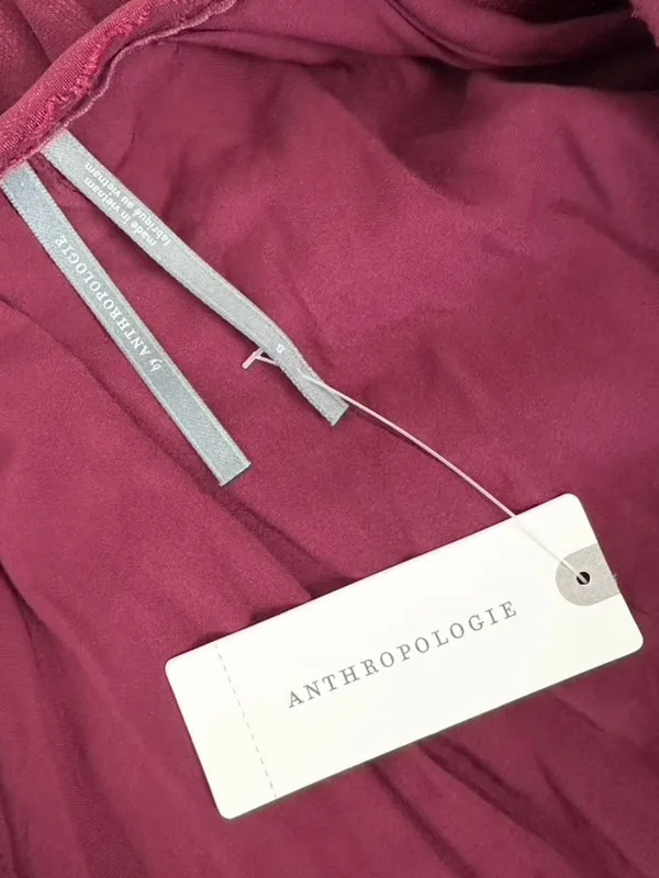 Anthropologie Toulon Pleated Dress Plum Size S NWT - Image 9