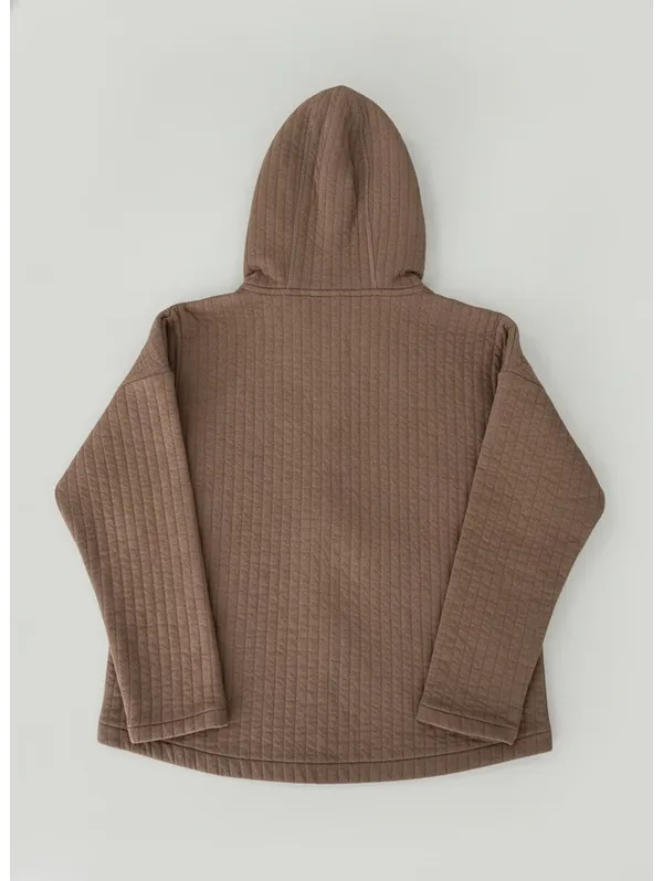 Gap GapFit Quilted Zip Front Hoodie Jacket Brown S Hippie Fisherman Cottage Boho - Image 3
