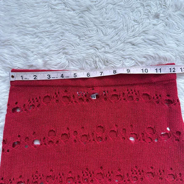 I.AM.GIA Alix Skirt Swim Coverup Maxi Elastic Waist Crochet Sheer Red XXS - Image 11
