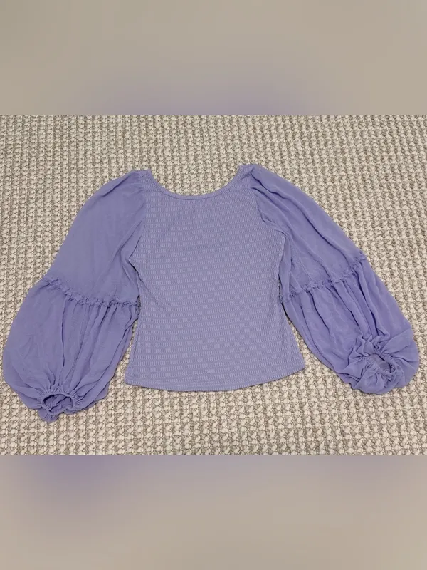 Anthropologie Balloon-Sleeve Smocked Top size Small lavender - Image 13