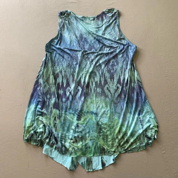 Y2K Era Unity World Wear Tie Dye Animal Print beaded tunic tank top - Image 2