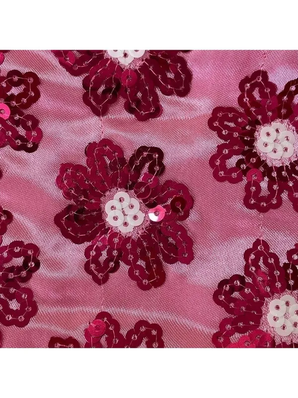 Pouch Pink Satin Sequin Drawstring Floral - Image 7