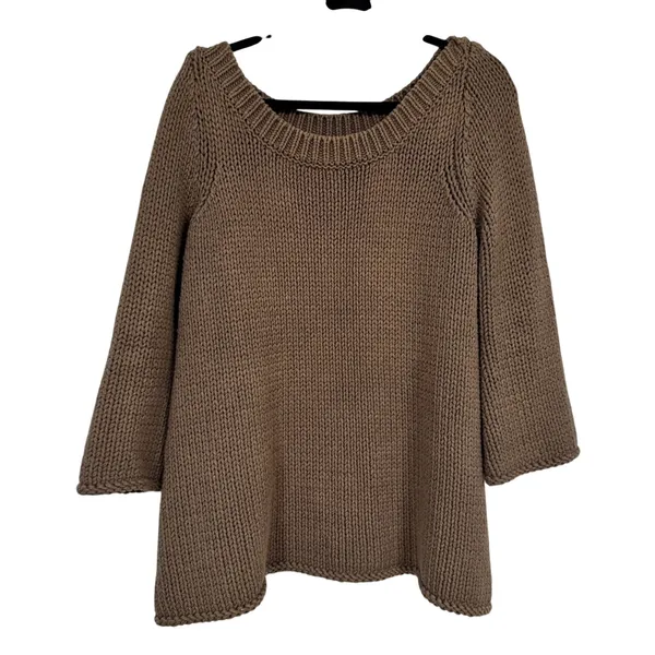 Soft Surroundings Brown Chunky Knit Oversized Sweater Womens L Lagenlook Fall - Image 2