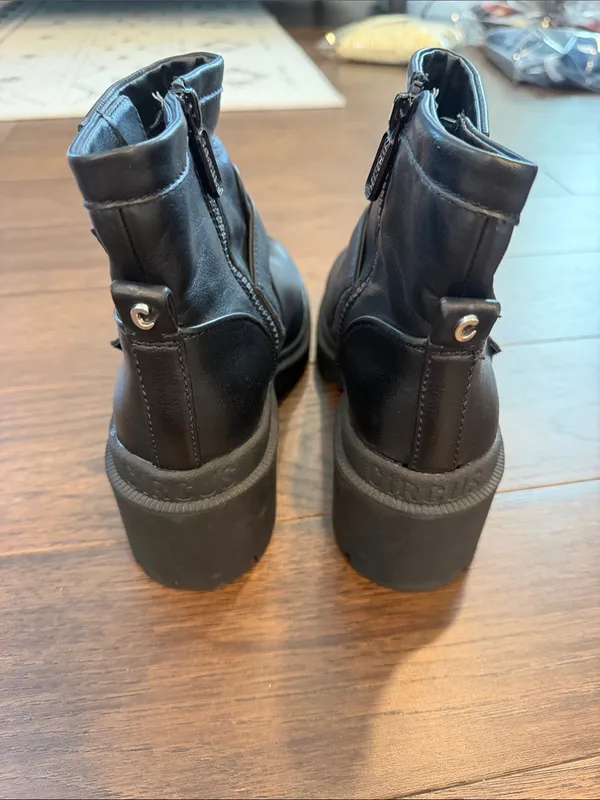 Circus by Sam Edelman Platform Biker Booties Black Leather - Size 8 - C61-147 - Image 5