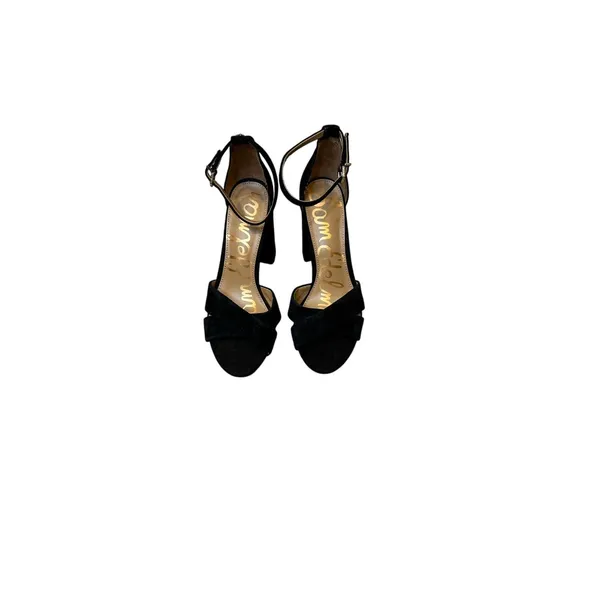 Sam‎ Edelman Black Suede Block Heel Ankle Strap Sandals Size 8 - Image 2