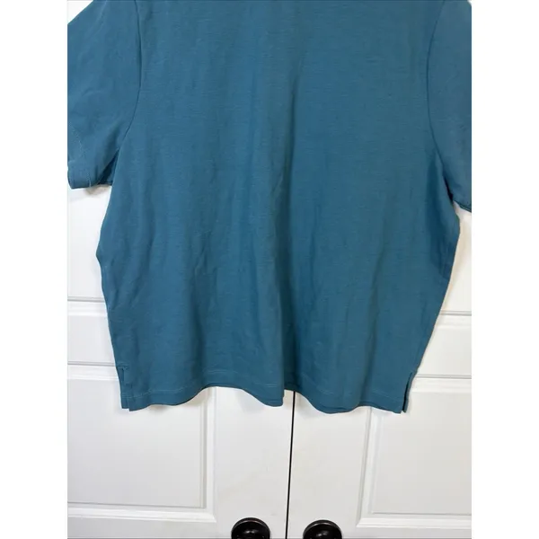 Athleta Pique Short Sleeve Polo Women 1X‎ Teal Blue Button Neck Athletic Top - Image 9