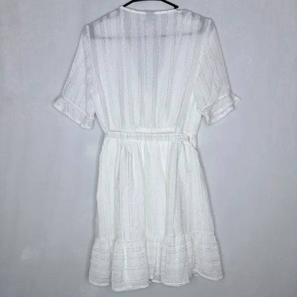 Oh Polly White V-Neckline Wrap Mini Dress - Image 8