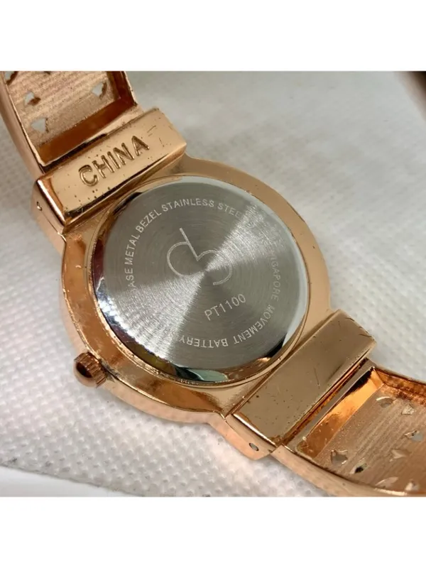 Women’s rose gold tone cuff bracelet watch 32mm rhinestones bracelet 7” running - Image 6