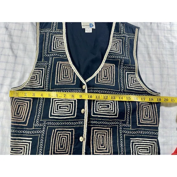 Paul Harris Design PHD Vintage Embroidered Cotton Vest Boho Tribal Spiral L - Image 5