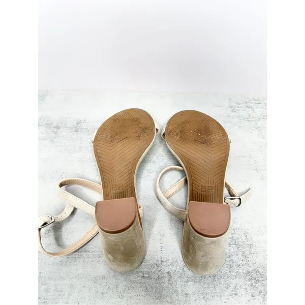 BP Sandals Womens Size‎ 6.5 Light tan Ankle Strap Leather Open Toe Block Heel - Image 9