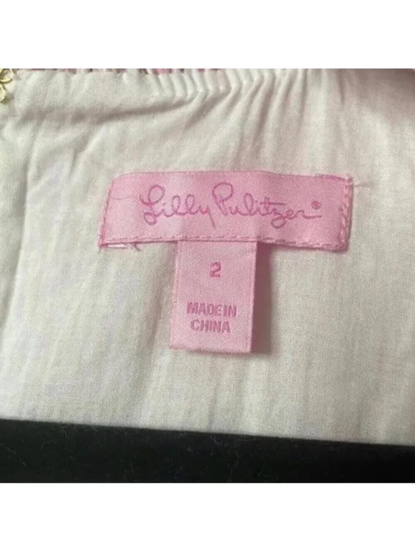 Lilly Pulitzer Pink and White Seersucker Striped Ruffle Collar Dress - Image 6