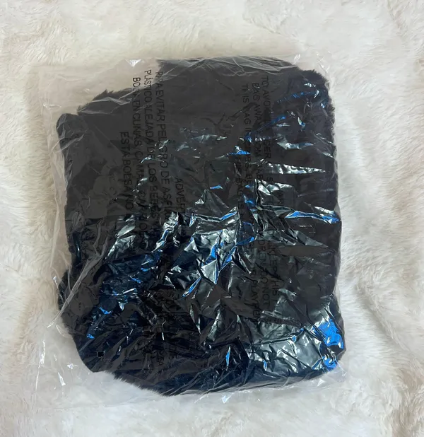 Black Faux Fur Trim Sleeves & Collar Button Up Crop Y2K 90s Style Sweater - Image 11