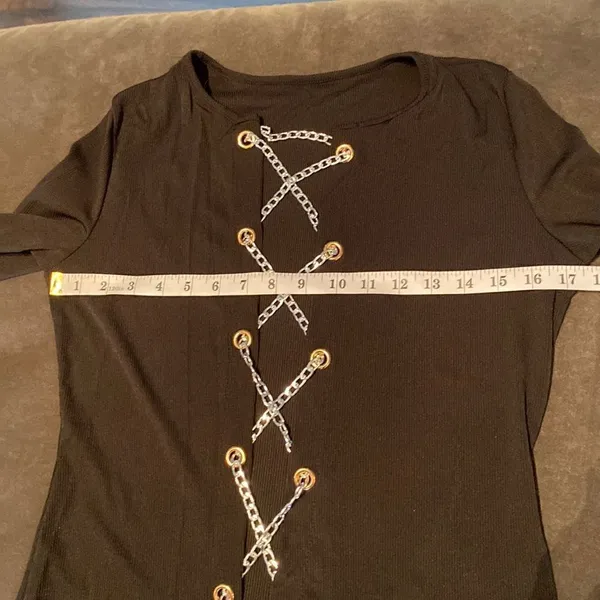 Women’s Black Long Sleeve Sexy Top/Dress with Chain Closure Size XL NEW - Image 9