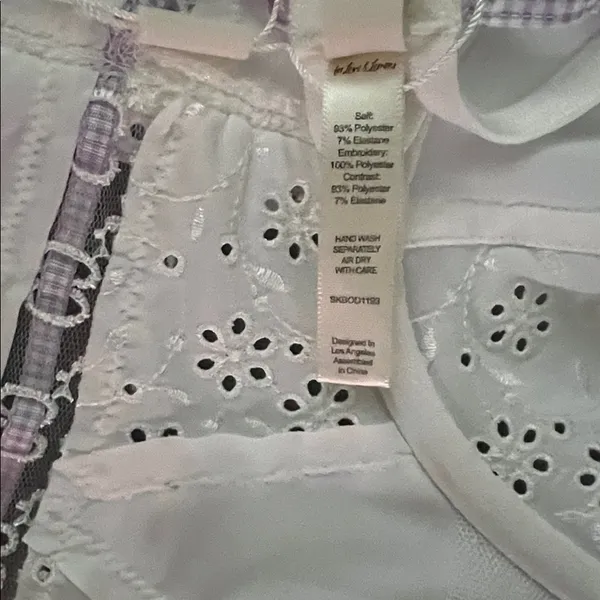 For Love and Lemons Daisy Eyelet Embroidered Bodysuit White and Lavender 36C NWT - Image 6