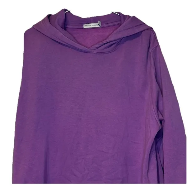 Peter Millar Women's Sweatshirt Hooded Long Sleeve Relaxed Pullover Purple Large - Image 4